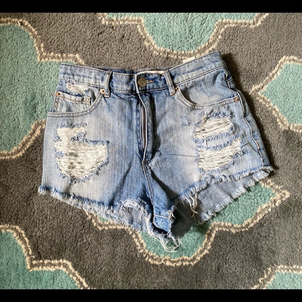 GAP Distressed Denim Cutoff Shorts 0 Light Blue Cotton